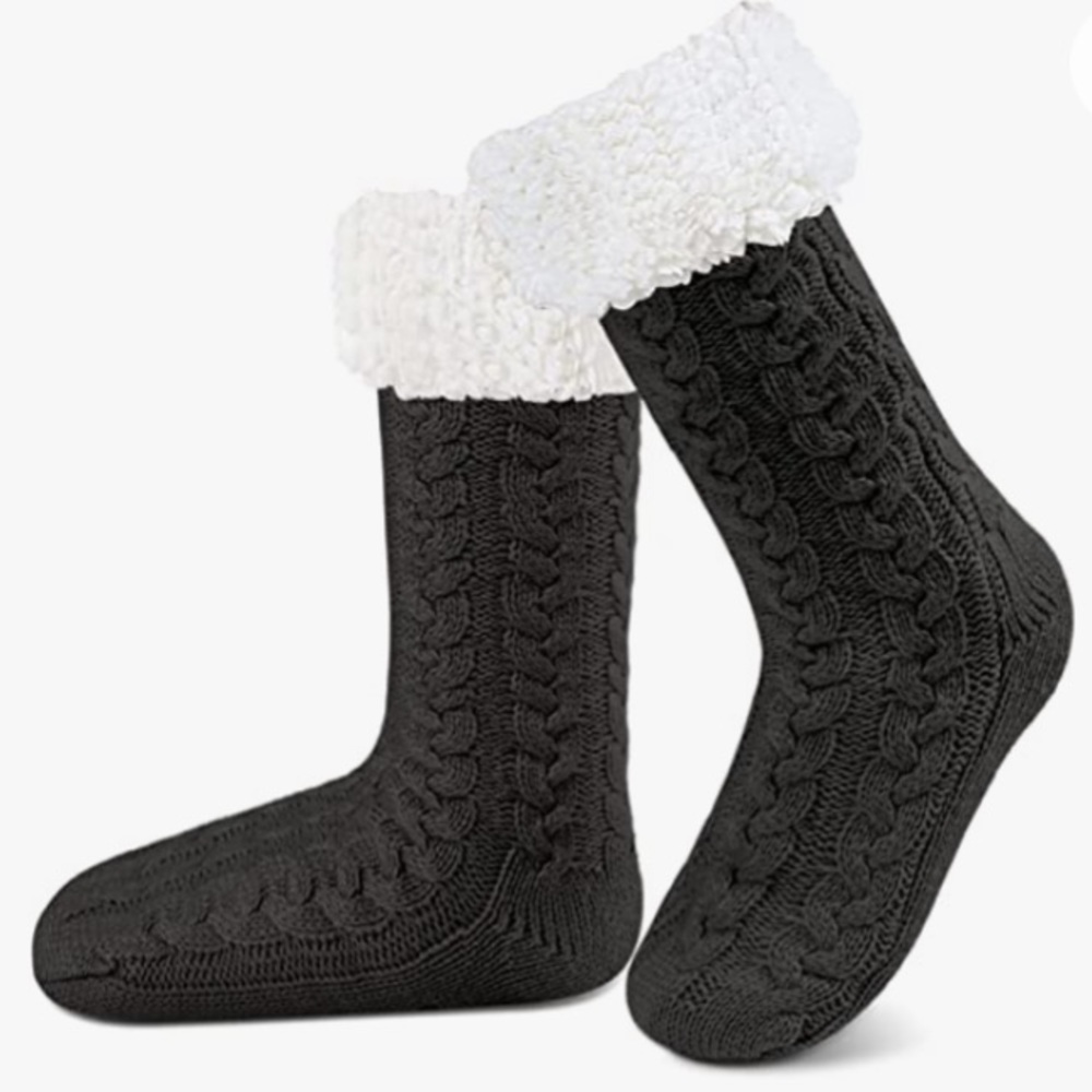 Huggle Slipper Socks Ultra Plush Premium Fleece Gray 1 Size Fits All